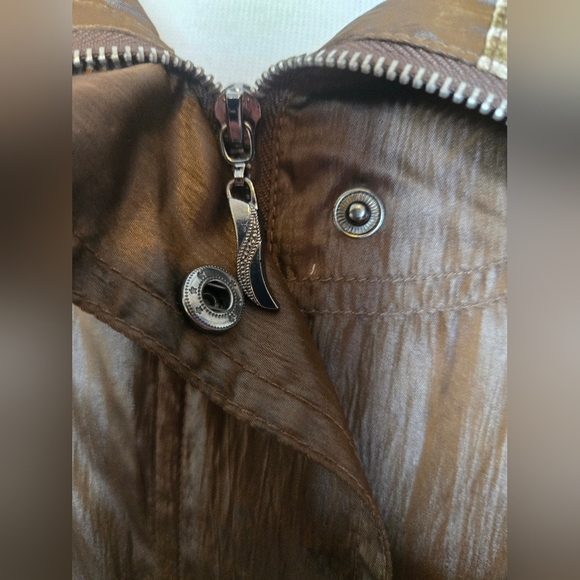 Lindi Metallic Brown Utility Military Safari Mobwife Transitional Jacket Size L - Picture 6 of 12